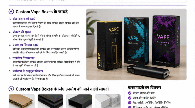Custom Vape Boxes — vaping brand के लिए premium custom packaging design