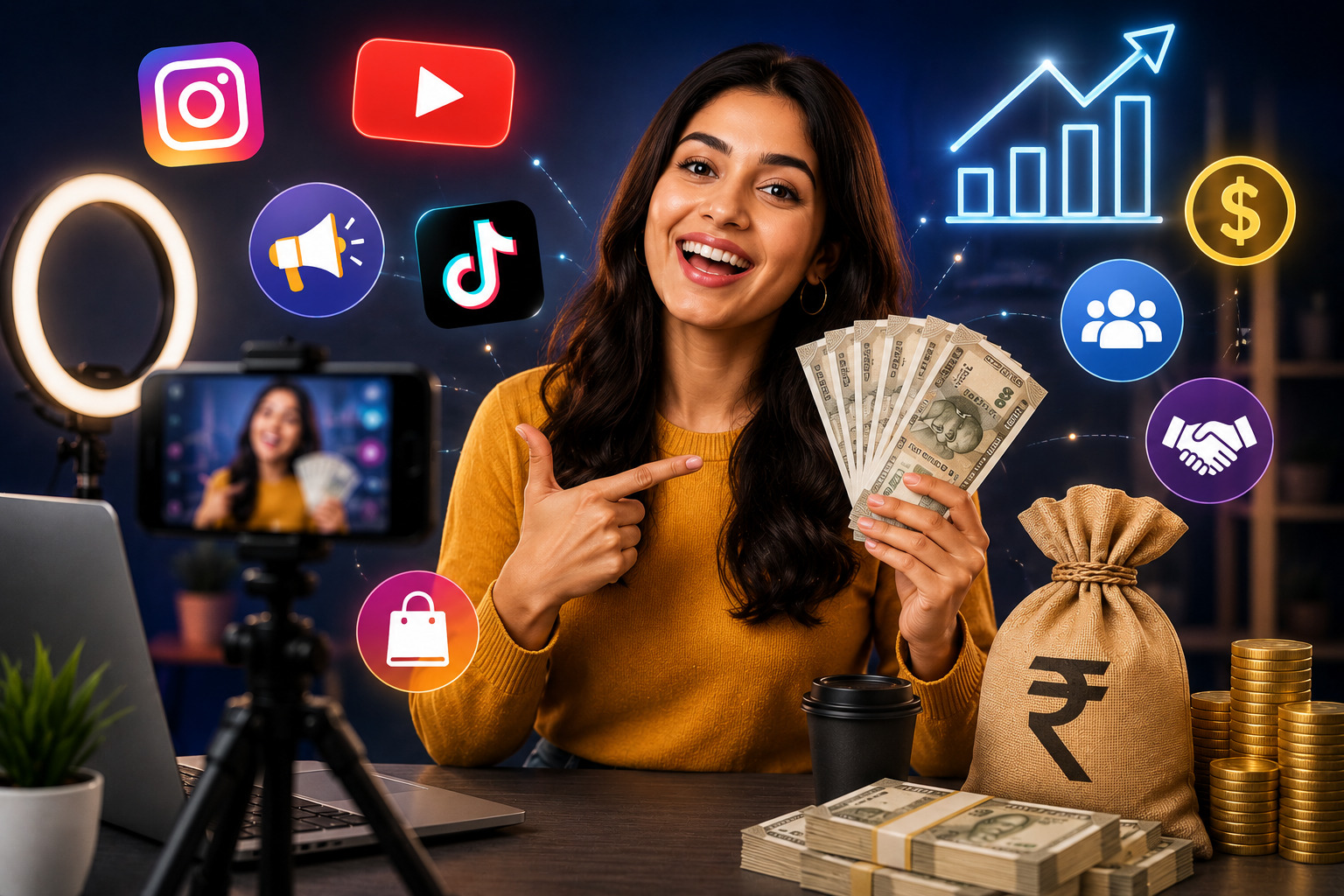 सोशल मीडिया इन्फ्लुएंसर की कमाई कैसे होती है? 2 Social Media Influencer Earning - how influencers earn money income sources