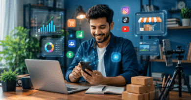 Mobile से शुरू होने वाले Online Business Ideas — smartphone से business चलाता व्यक्ति