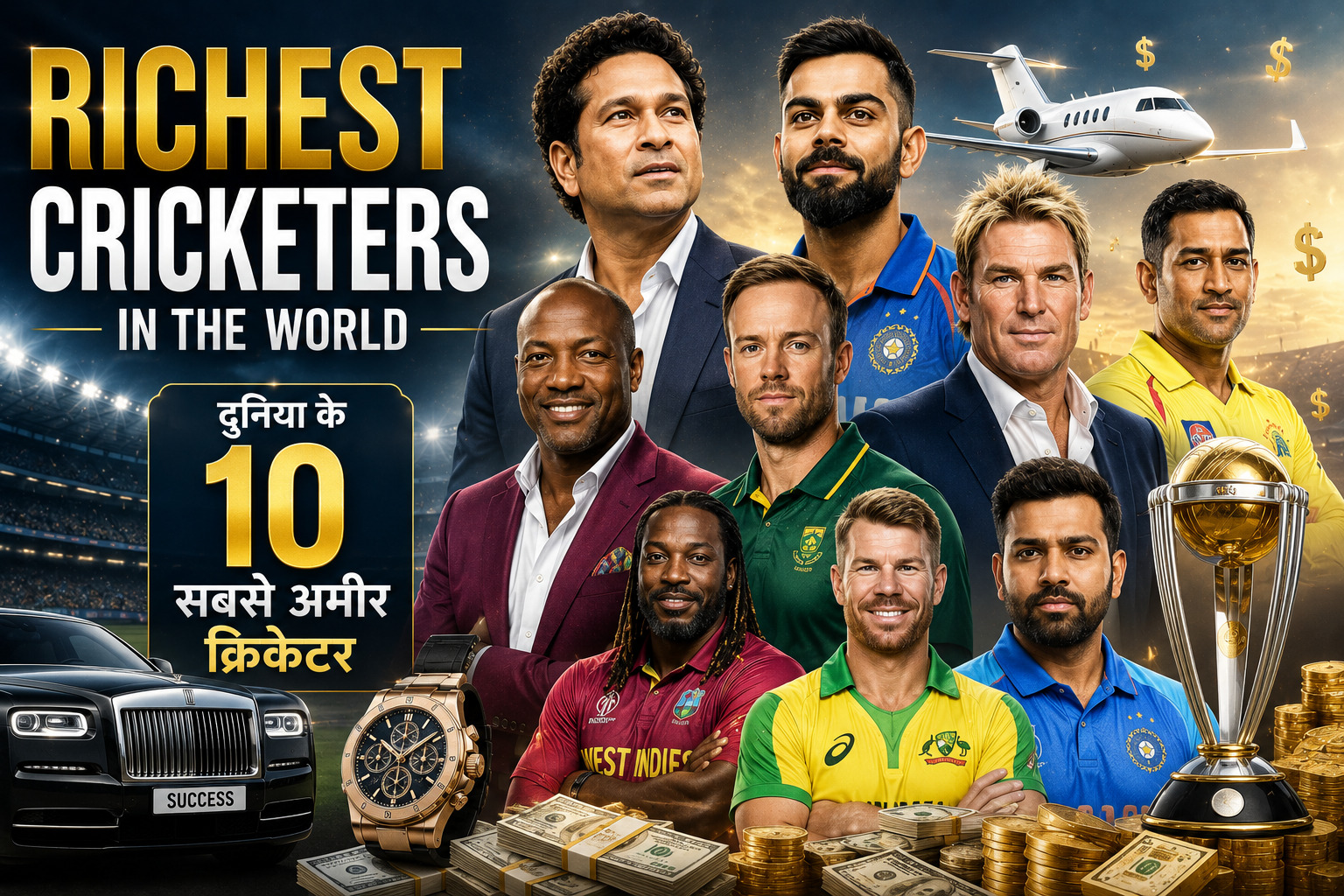 Richest Cricketers in the World: दुनिया के 10 सबसे अमीर क्रिकेटर