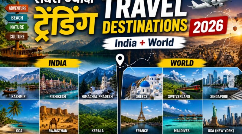 Most trending travel destinations 2026 India and world
