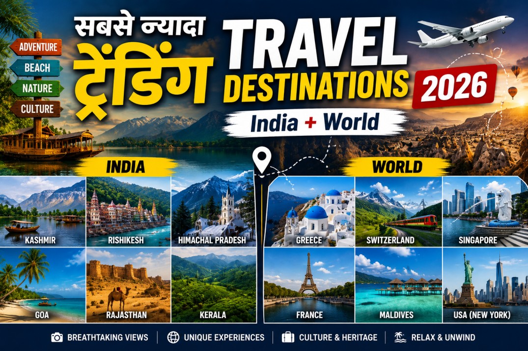 सबसे ज्यादा ट्रेंडिंग Travel Destinations 2026: India + World
