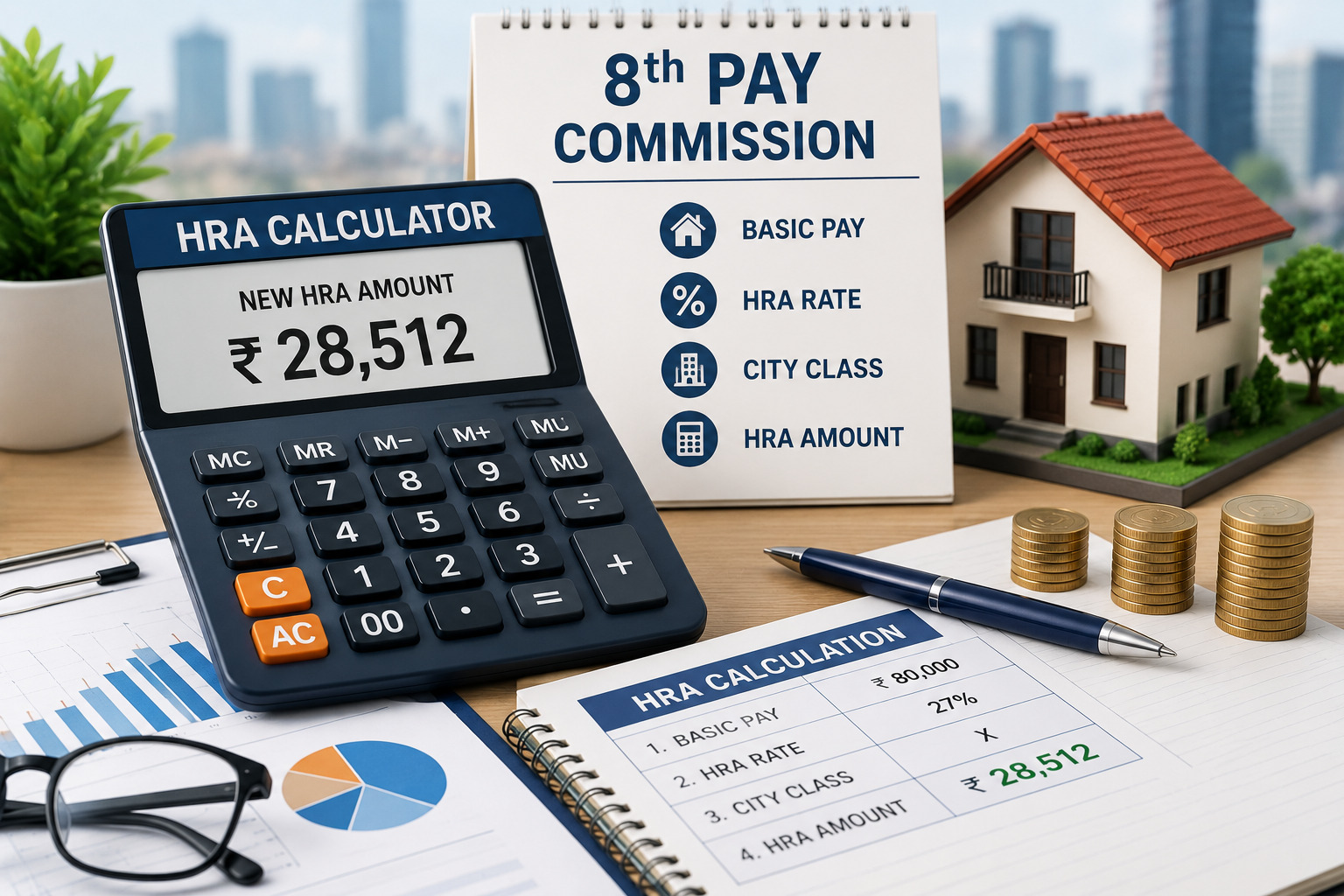 8th Pay Commission HRA Calculator - HRA rates for X Y Z cities