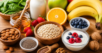 Energy Boosting Healthy Foods - banana almonds oats for instant energy
