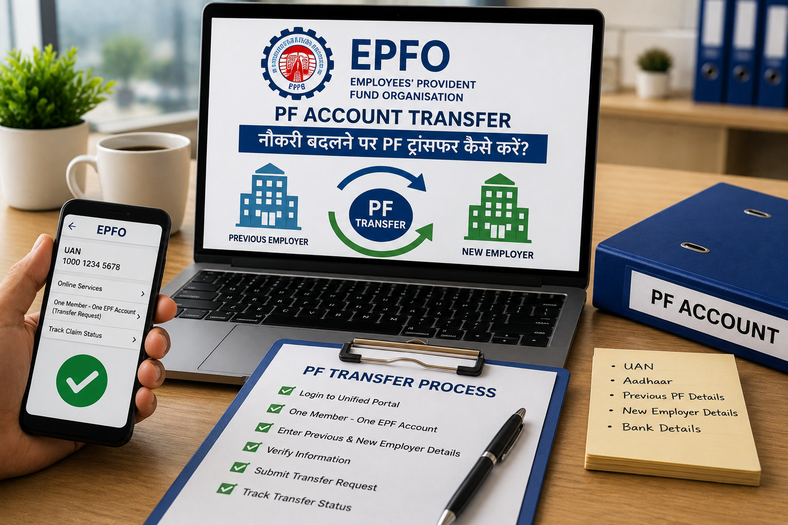 EPFO PF Account Transfer - online PF transfer process with UAN