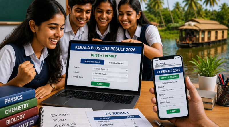 Kerala Plus One Result 2026 - DHSE +1 result check on results.hse.kerala.gov.in