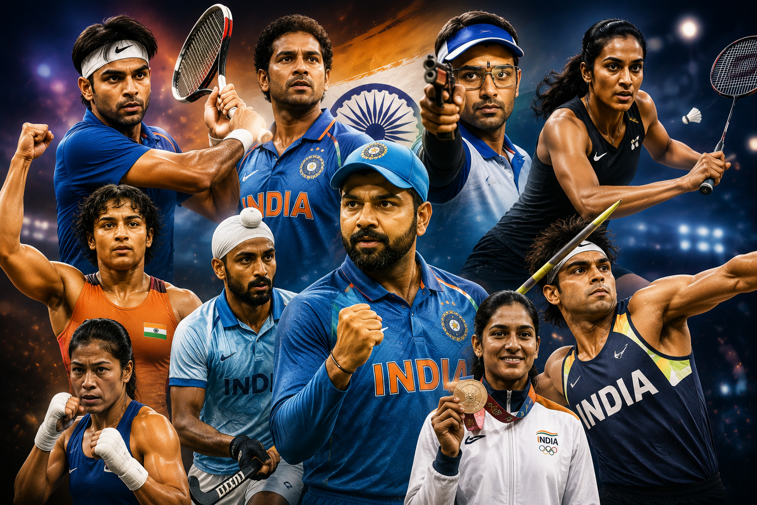 Top Indian Sports Icons - Sachin Dhoni Sindhu Neeraj greatest athletes